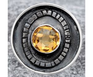 Faceted Natural Citrine Ring size-7 SDR116886 R-1080, 7x7 mm