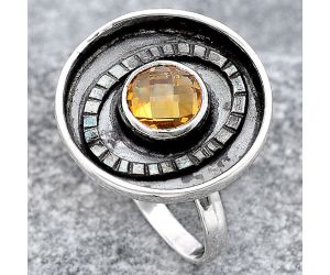 Faceted Natural Citrine Ring size-7 SDR116886 R-1080, 7x7 mm