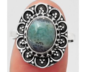 Dendritic Chrysoprase - Africa 925 Sterling Silver Ring s.8 Jewelry SDR122380 R-1256, 8x10 mm