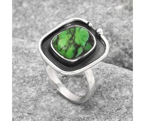 Natural Green Matrix Turquoise Ring size-7 SDR122936 R-1168, 9x12 mm