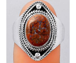 Natural Red Moss Agate Ring size-8.5 SDR123376 R-1258, 9x12 mm