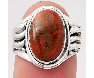 Natural Red Moss Agate Ring size-8.5 SDR126810 R-1470, 10x14 mm