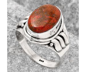 Natural Red Moss Agate Ring size-8.5 SDR126810 R-1470, 10x14 mm