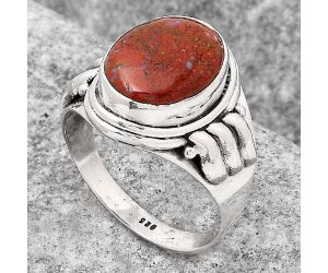 Natural Red Moss Agate Ring size-7 SDR126822 R-1470, 10x13 mm