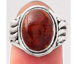 Natural Red Moss Agate Ring size-7.5 SDR126825 R-1470, 10x13 mm