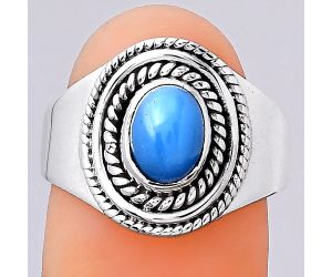 Natural Blue Chalcedony Ring size-7.5 SDR127753 R-1278, 6x8 mm