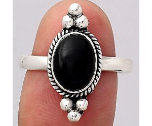 Natural Black Onyx - Brazil Ring size-8.5 SDR128603 R-1127, 7x10 mm