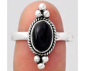 Natural Black Onyx - Brazil Ring size-8.5 SDR128621 R-1127, 6x9 mm