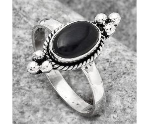 Natural Black Onyx - Brazil Ring size-8.5 SDR128621 R-1127, 6x9 mm