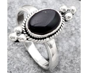 Natural Black Onyx - Brazil Ring size-8 SDR128784 R-1127, 7x10 mm