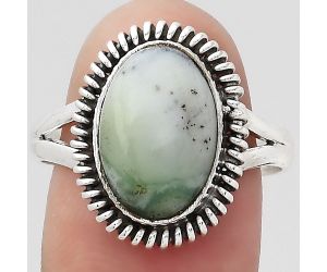 Dendritic Chrysoprase - Africa 925 Sterling Silver Ring s.9 Jewelry SDR133110 R-1279, 9x14 mm