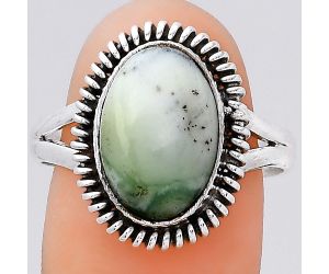 Dendritic Chrysoprase - Africa 925 Sterling Silver Ring s.9 Jewelry SDR133110 R-1279, 9x14 mm