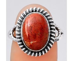 Natural Red Moss Agate Ring size-8.5 SDR133162 R-1279, 10x13 mm