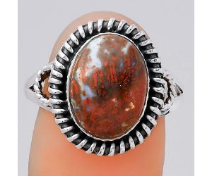 Natural Red Moss Agate Ring size-9 SDR133173 R-1279, 10x13 mm