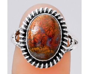 Natural Red Moss Agate Ring size-8 SDR133182 R-1279, 9x13 mm