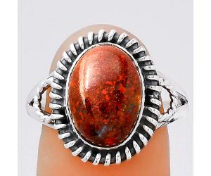 Natural Red Moss Agate Ring size-9.5 SDR133196 R-1279, 9x13 mm