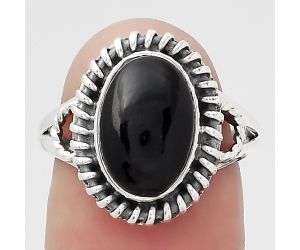 Natural Tektite Cab - Greek Ring size-6.5 SDR133201 R-1279, 8x12 mm