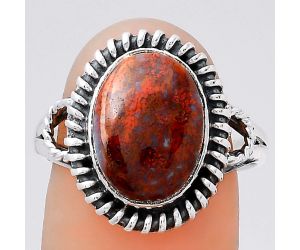 Natural Red Moss Agate Ring size-8.5 SDR133205 R-1279, 10x13 mm