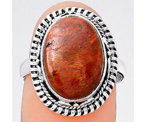 Natural Red Moss Agate Ring size-7 SDR133495 R-1279, 11x15 mm