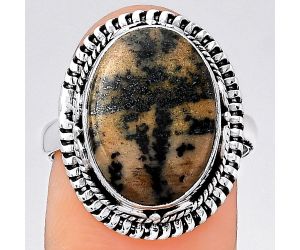 Natural Russian Honey Dendrite Opal Ring size-7 SDR133501 R-1279, 11x16 mm