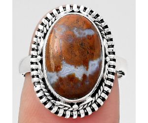 Natural Red Moss Agate Ring size-6.5 SDR133513 R-1279, 10x15 mm