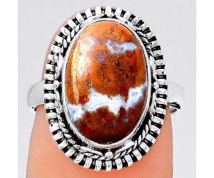 Natural Red Moss Agate Ring size-6.5 SDR133513 R-1279, 10x15 mm