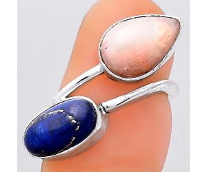 Pink Opal - Australia and Lapis Ring size-6 SDR135838 R-1235, 8x12 mm