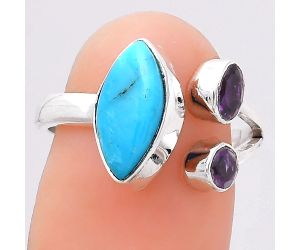 Natural Turquoise Morenci Mine and Amethyst Ring size-7 SDR136026 R-1236, 6x12 mm