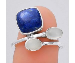 Lapis and Srilankan Moonstone Ring size-6.5 SDR136177 R-1237, 9x9 mm