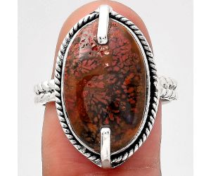 Natural Red Moss Agate Ring size-8.5 SDR136748 R-1635, 12x19 mm