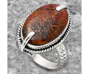 Natural Red Moss Agate Ring size-8.5 SDR136748 R-1635, 12x19 mm