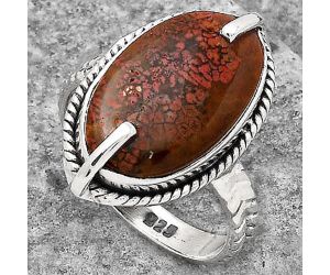 Natural Red Moss Agate Ring size-8 SDR136764 R-1635, 12x19 mm