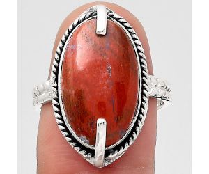 Natural Red Moss Agate Ring size-7.5 SDR136771 R-1635, 11x18 mm