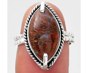 Natural Red Moss Agate Ring size-7 SDR136776 R-1635, 10x17 mm