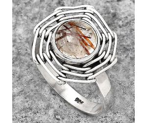 Natural Bronze Rutile Ring size-7.5 SDR136810 R-1445, 8x8 mm