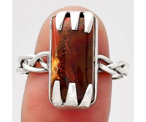 Natural Red Moss Agate Ring size-9 SDR138385 R-1650, 9x18 mm