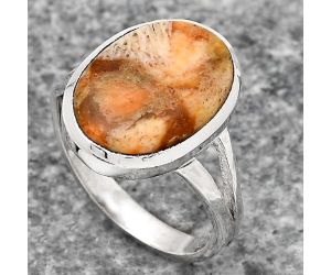 Natural Coral Jasper Ring size-7.5 SDR139419 R-1005, 11x15 mm