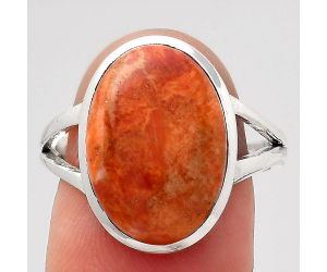 Natural Red Sponge Coral Ring size-8 SDR139478 R-1005, 11x16 mm