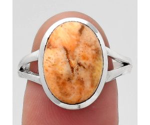 Natural Coral Jasper Ring size-7.5 SDR139485 R-1005, 10x14 mm