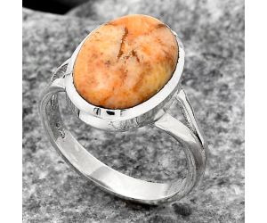 Natural Coral Jasper Ring size-7.5 SDR139485 R-1005, 10x14 mm