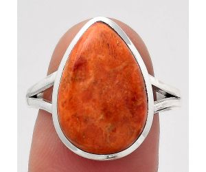 Natural Red Sponge Coral Ring size-8.5 SDR139488 R-1005, 12x17 mm