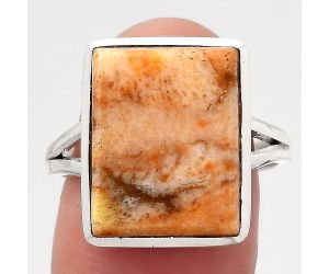 Natural Coral Jasper Ring size-8 SDR139489 R-1005, 12x16 mm