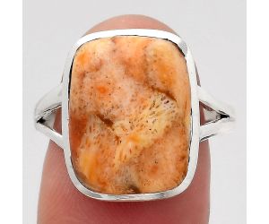 Natural Coral Jasper Ring size-8 SDR139504 R-1005, 12x16 mm