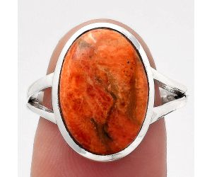 Natural Red Sponge Coral Ring size-8 SDR139518 R-1005, 11x16 mm