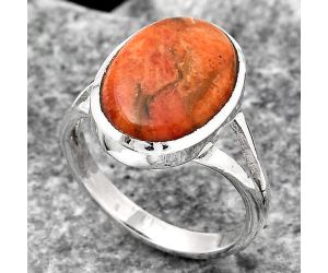 Natural Red Sponge Coral Ring size-8 SDR139518 R-1005, 11x16 mm