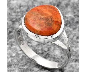 Natural Red Sponge Coral Ring size-7.5 SDR139519 R-1005, 12x13 mm