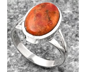 Natural Red Sponge Coral Ring size-7 SDR139542 R-1005, 10x14 mm