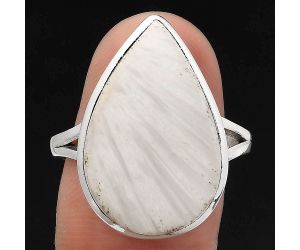 Natural White Scolecite Ring size-9 SDR139622 R-1002, 14x22 mm