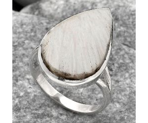 Natural White Scolecite Ring size-9 SDR139622 R-1002, 14x22 mm