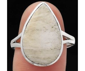 Natural White Scolecite Ring size-9 SDR139623 R-1002, 12x19 mm